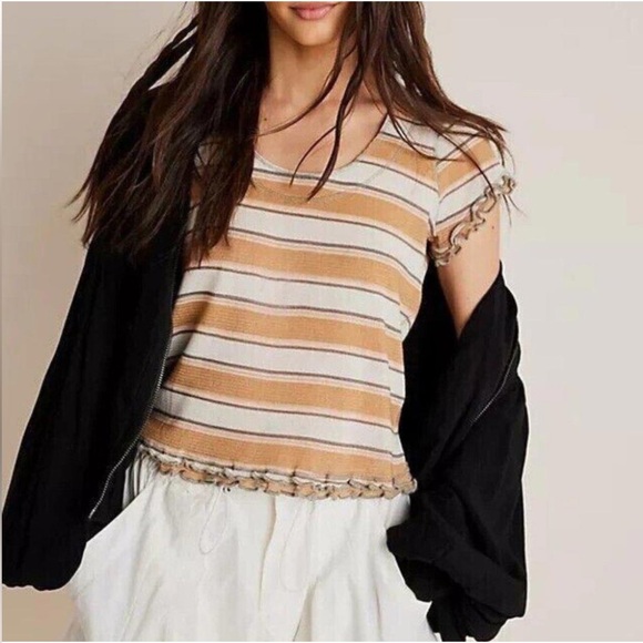 Free People Tops - Free People Garner Tee XS Striped NWOT NEW Short Sleeve